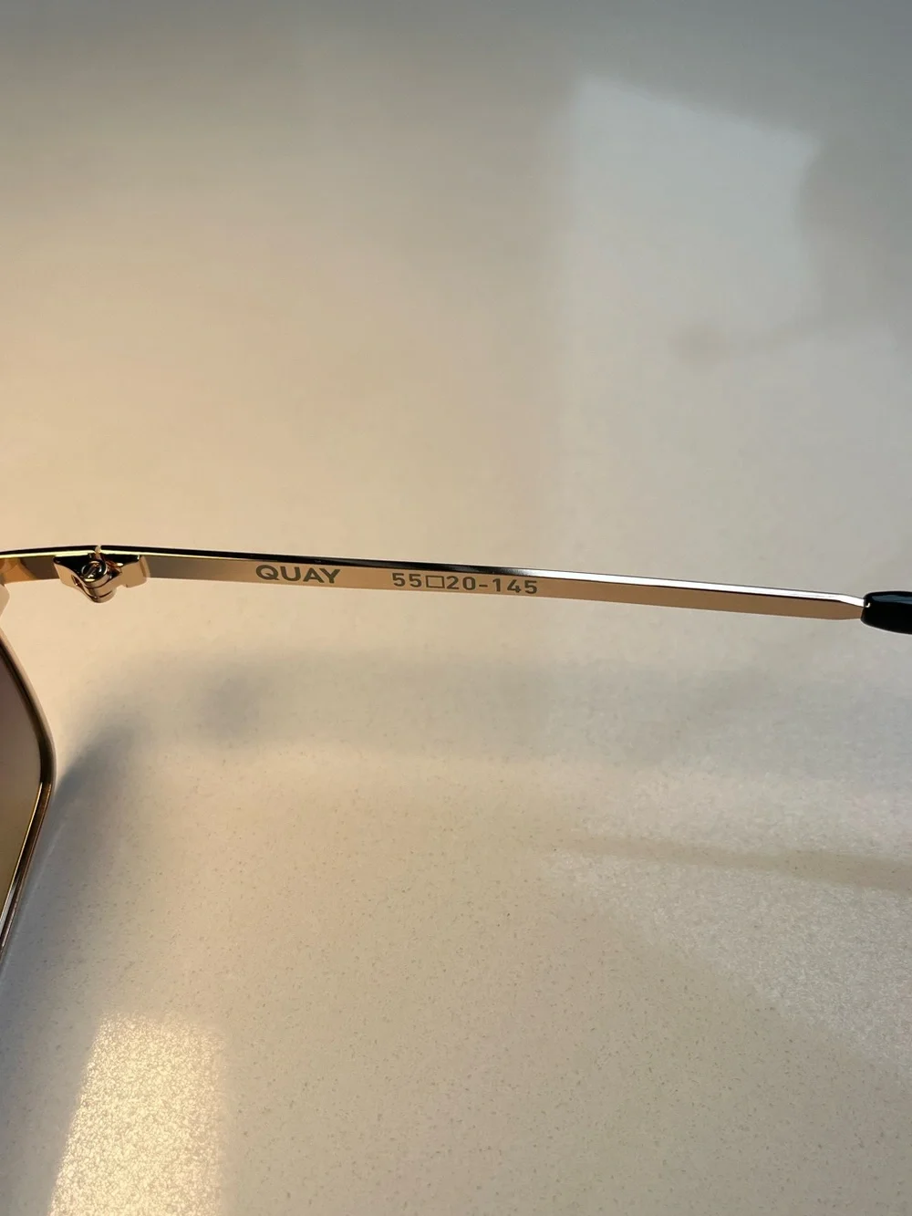 QUAY TTYL Rectangle Sunglasses in Gold / Smoke Polarized Lens - NWT